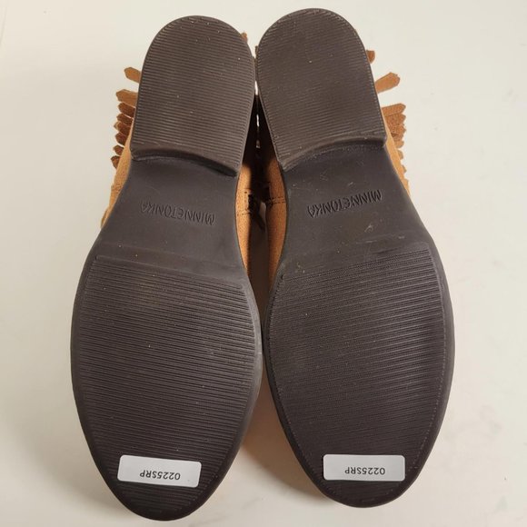 Minnetonka Suede Tan Double Fringe Bootie RANCHO Women Size 7 - Picture 10 of 14